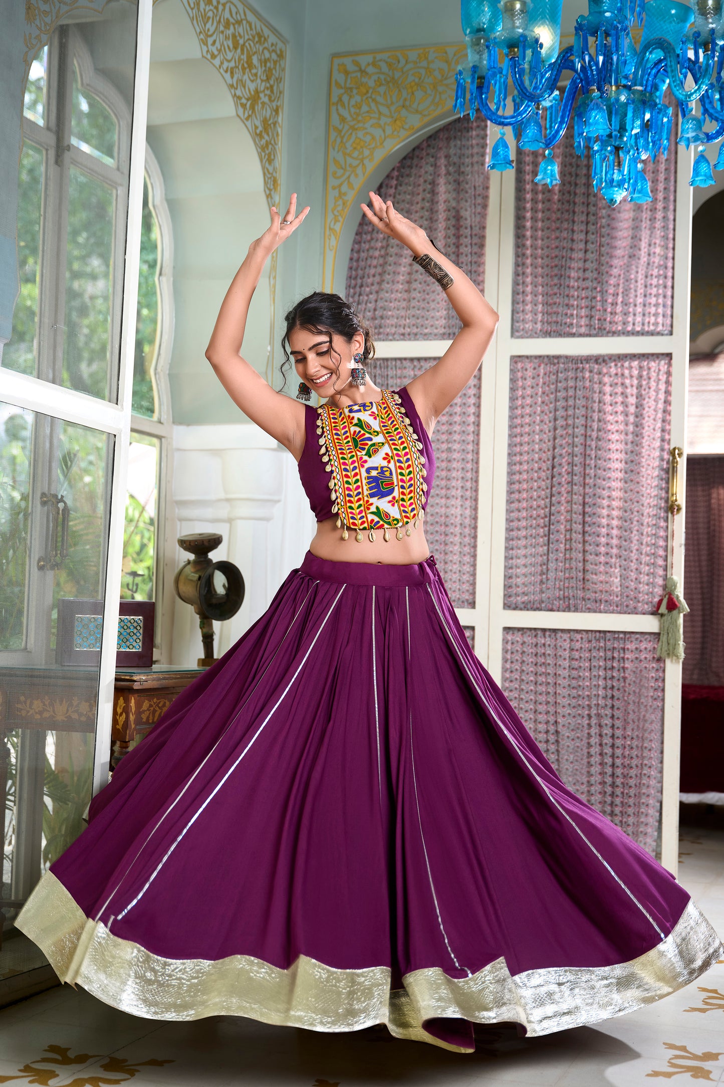 Festive Fashion at Its Best: Rayon Lehenga and Gamthi Work Blouse for Navratri
