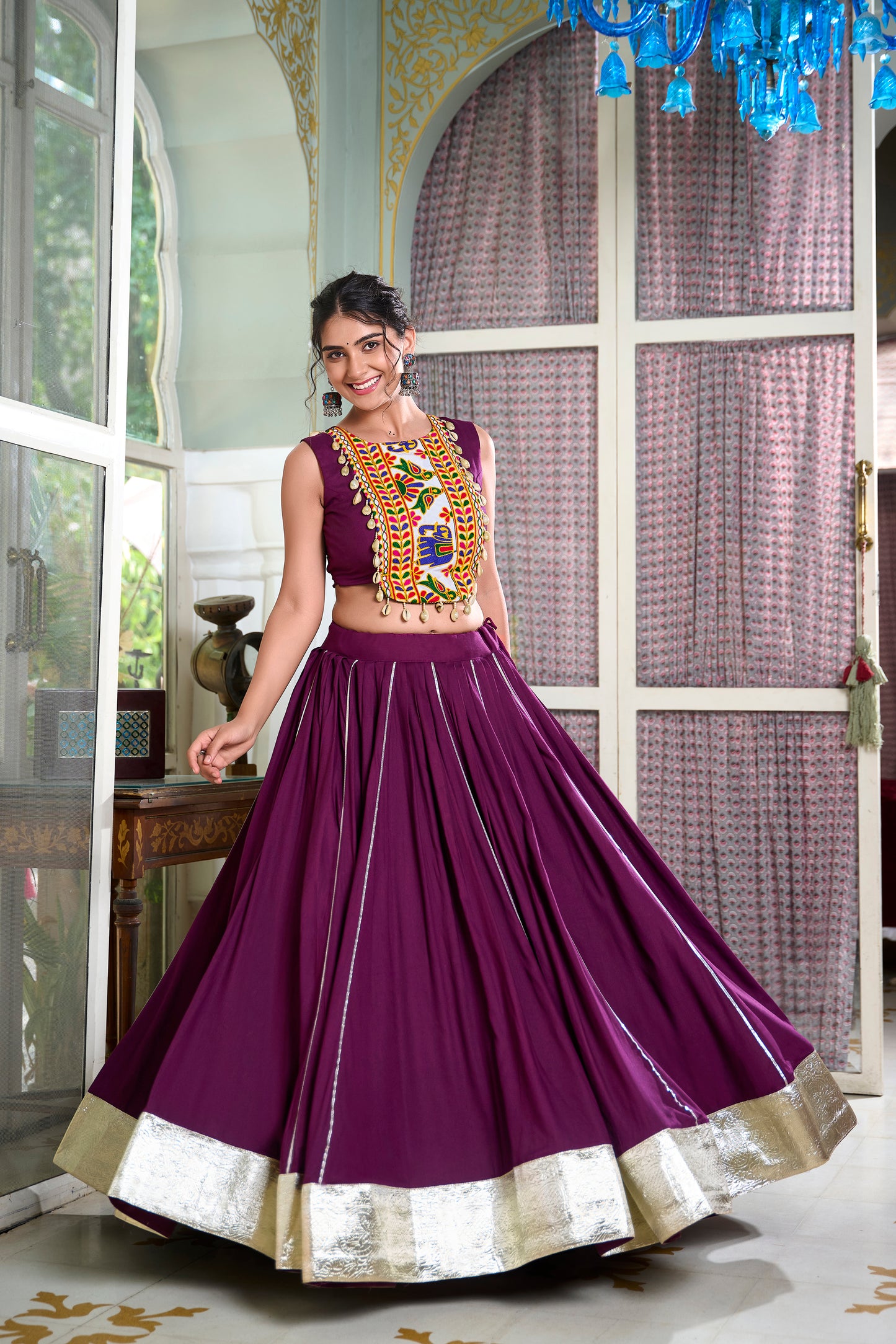 Festive Fashion at Its Best: Rayon Lehenga and Gamthi Work Blouse for Navratri