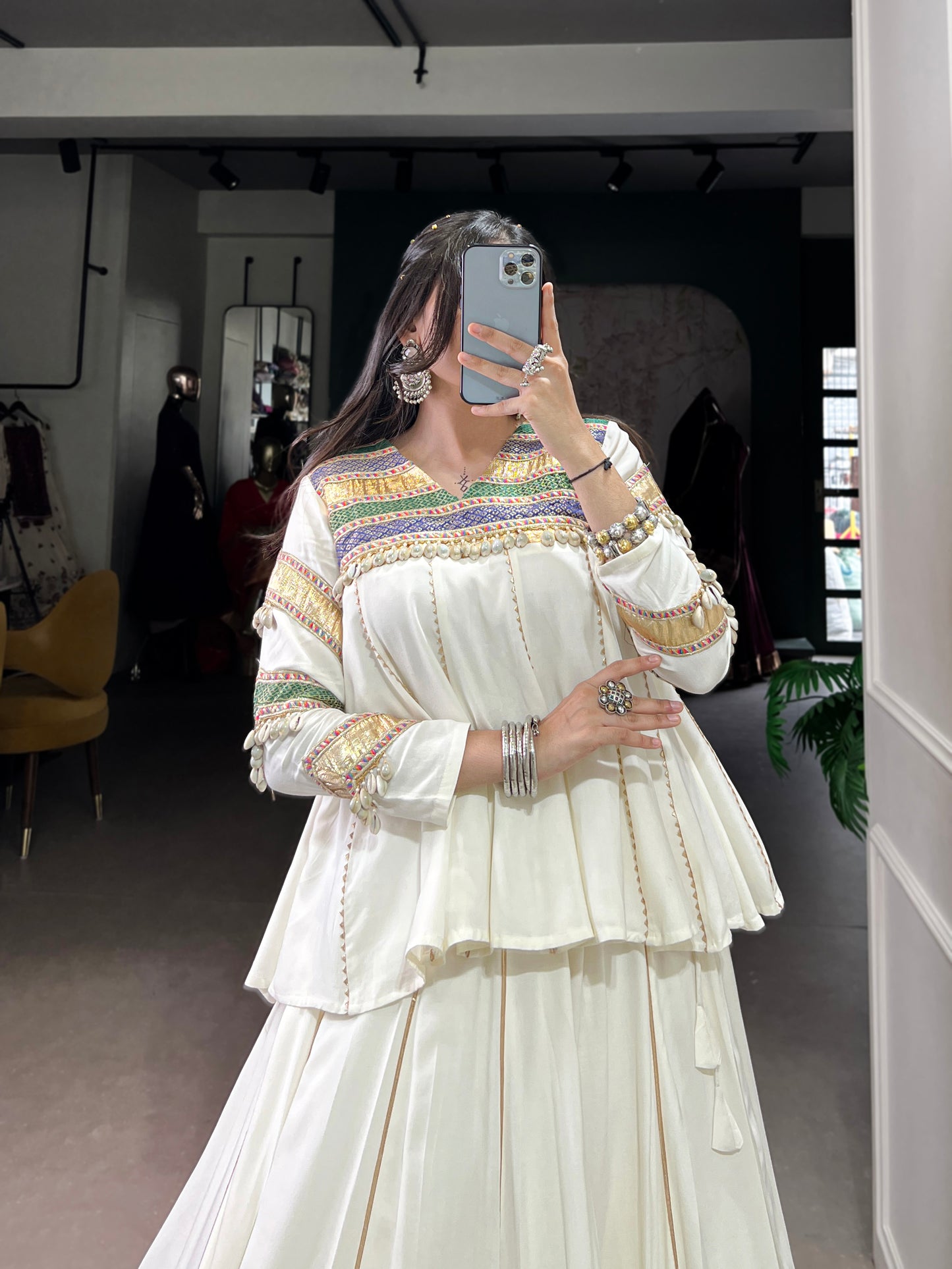 A perfect blend of grace, tradition, and vibrance—made for the Navratri queen in you.