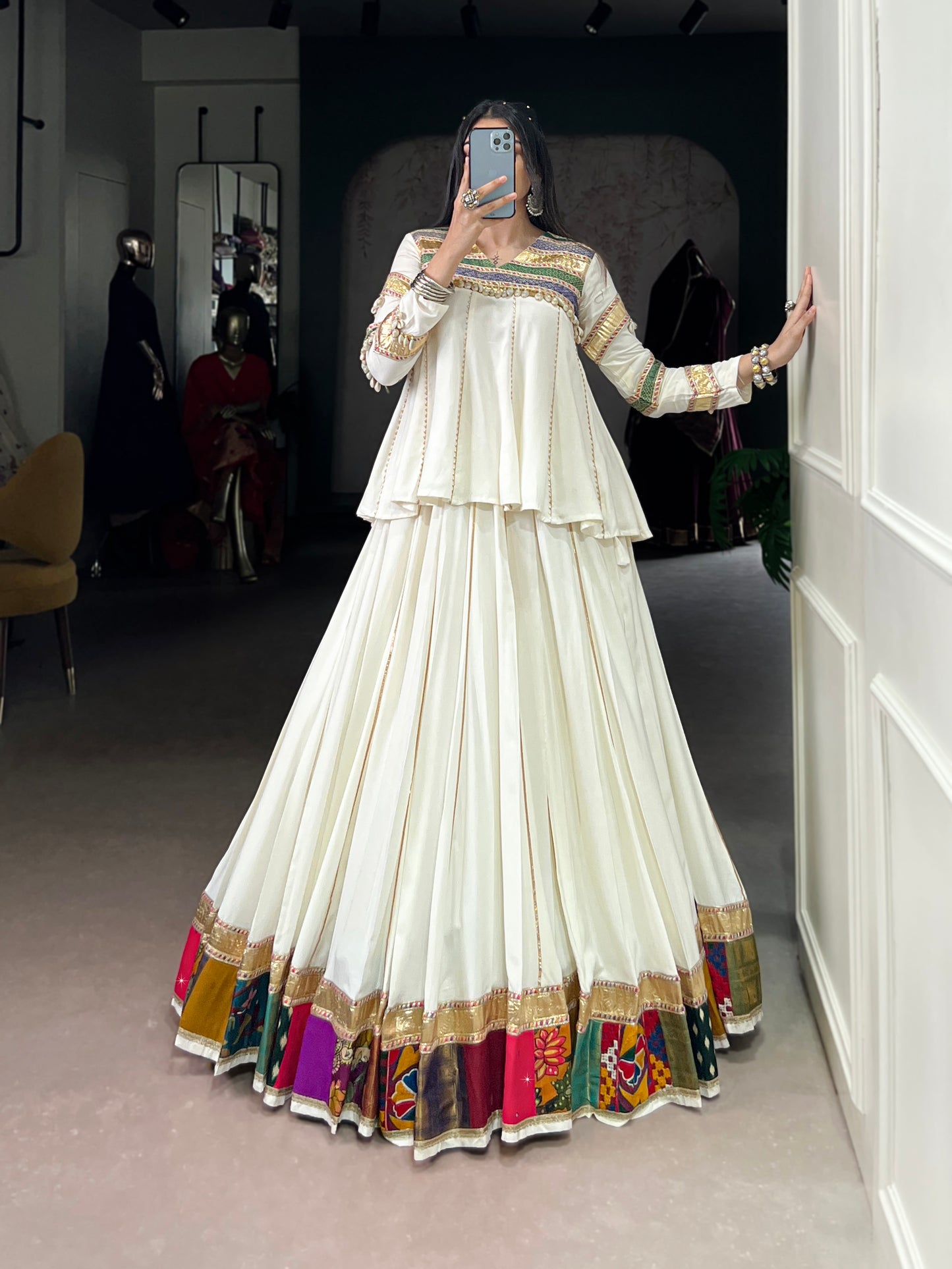 A perfect blend of grace, tradition, and vibrance—made for the Navratri queen in you.