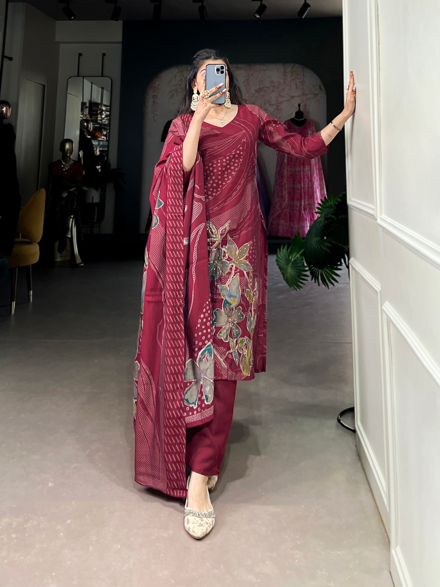 Beads meet blooms in this stunning salwar suit