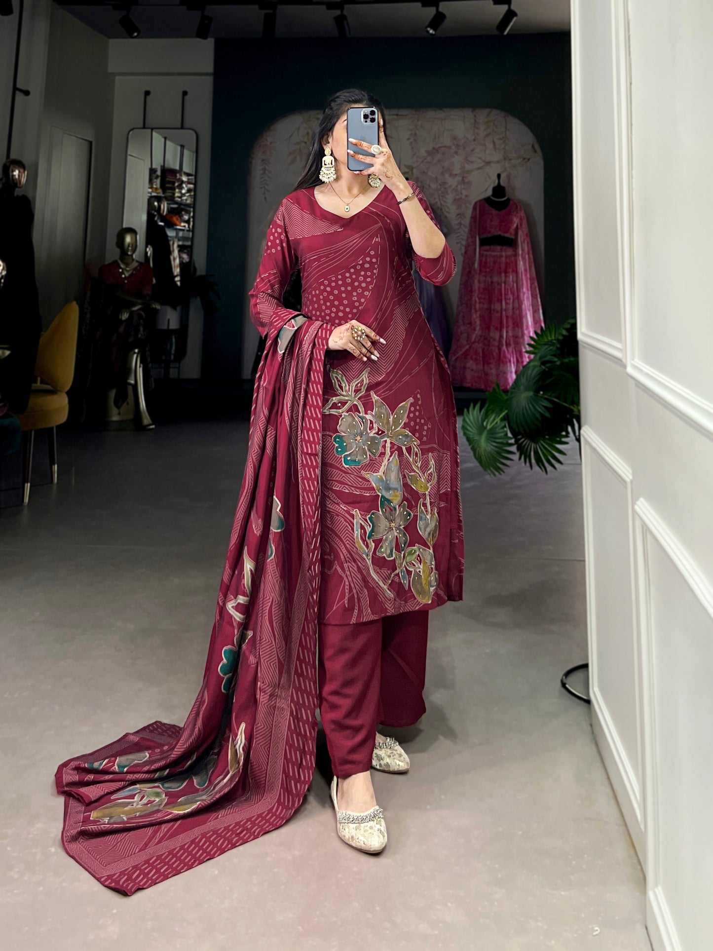 Beads meet blooms in this stunning salwar suit