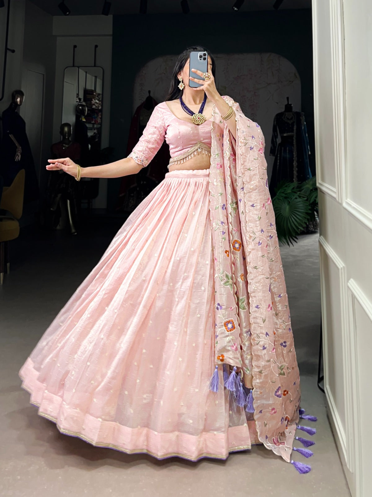 petals baby pink lehnga choli