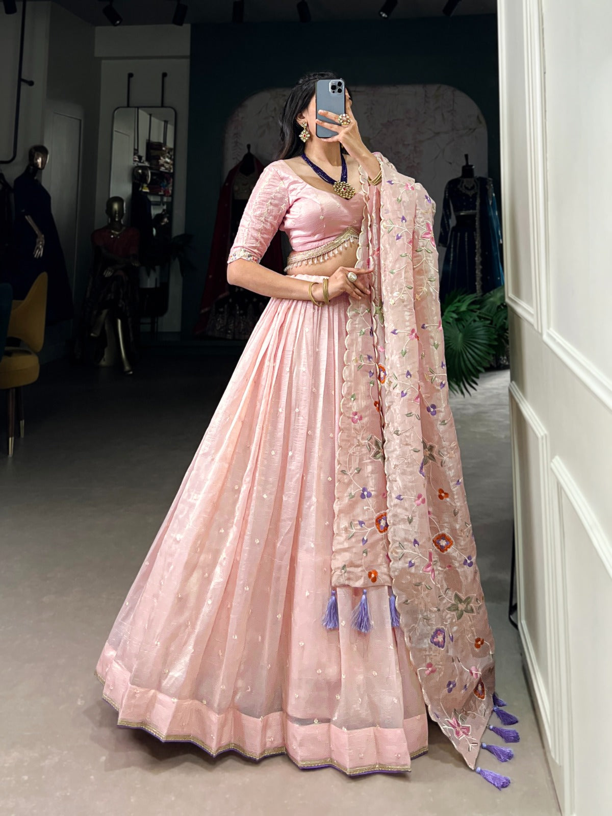 petals baby pink lehnga choli