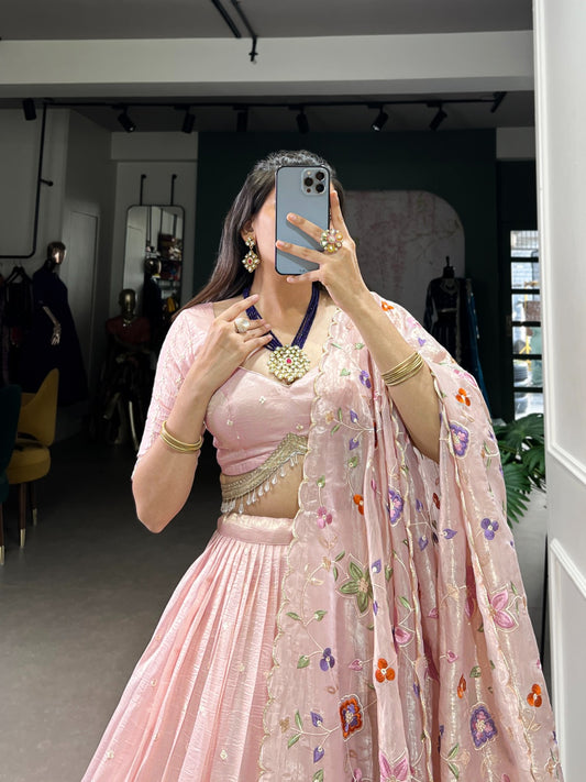petals baby pink lehnga choli